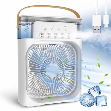 Portable Air Cooler Fan with Water Tank and USB Charging - Mini Air Conditioner for Personal Cooling, Humidifier, and Air Purifier, Perfect for Home, Office, or Outdoor Use