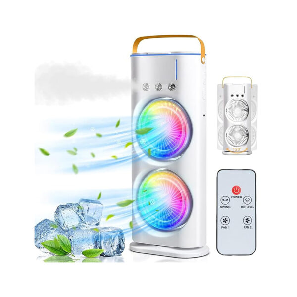 Portable Air Cooler Fan with Water Tank and USB Charging – Mini Air Conditioner for Personal Cooling, Humidifier, and Air Purifier