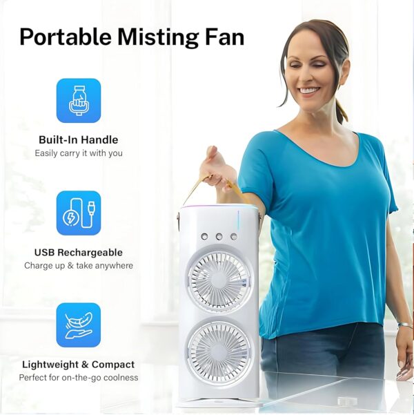 Portable Air Cooler Fan with Water Tank and USB Charging – Mini Air Conditioner for Personal Cooling, Humidifier, and Air Purifier - Image 8