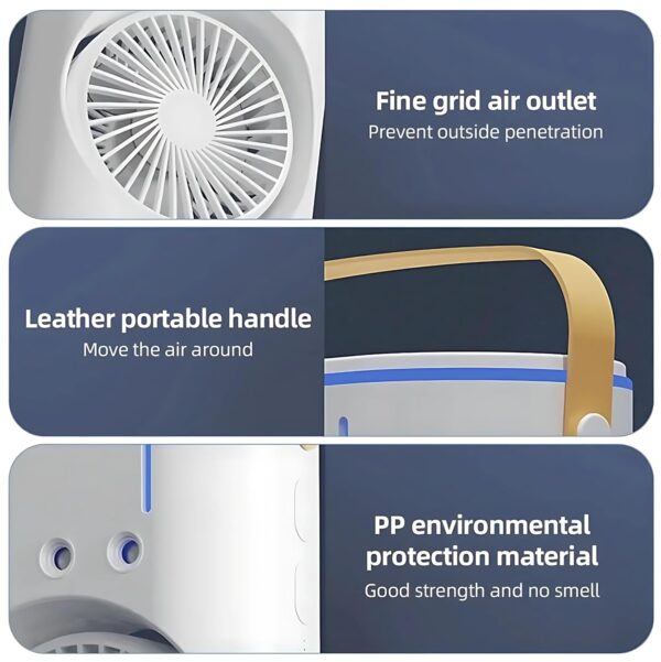 Portable Air Cooler Fan with Water Tank and USB Charging – Mini Air Conditioner for Personal Cooling, Humidifier, and Air Purifier - Image 7
