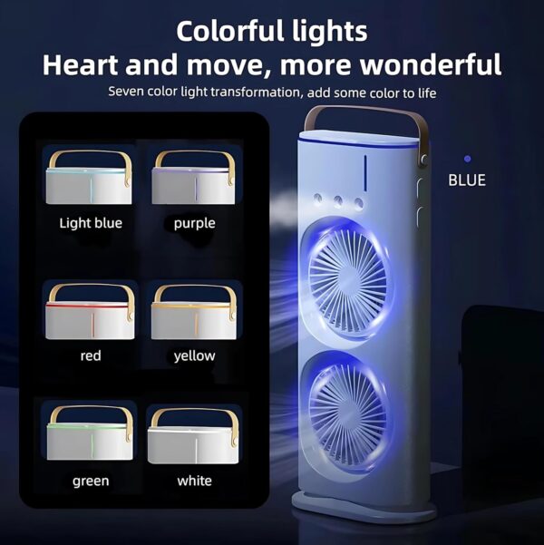 Portable Air Cooler Fan with Water Tank and USB Charging – Mini Air Conditioner for Personal Cooling, Humidifier, and Air Purifier - Image 3