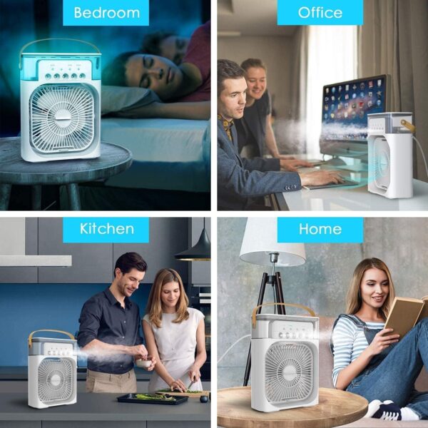 Portable Air Cooler Fan with Water Tank and USB Charging - Mini Air Conditioner for Personal Cooling, Humidifier, and Air Purifier, Perfect for Home, Office, or Outdoor Use - Image 5